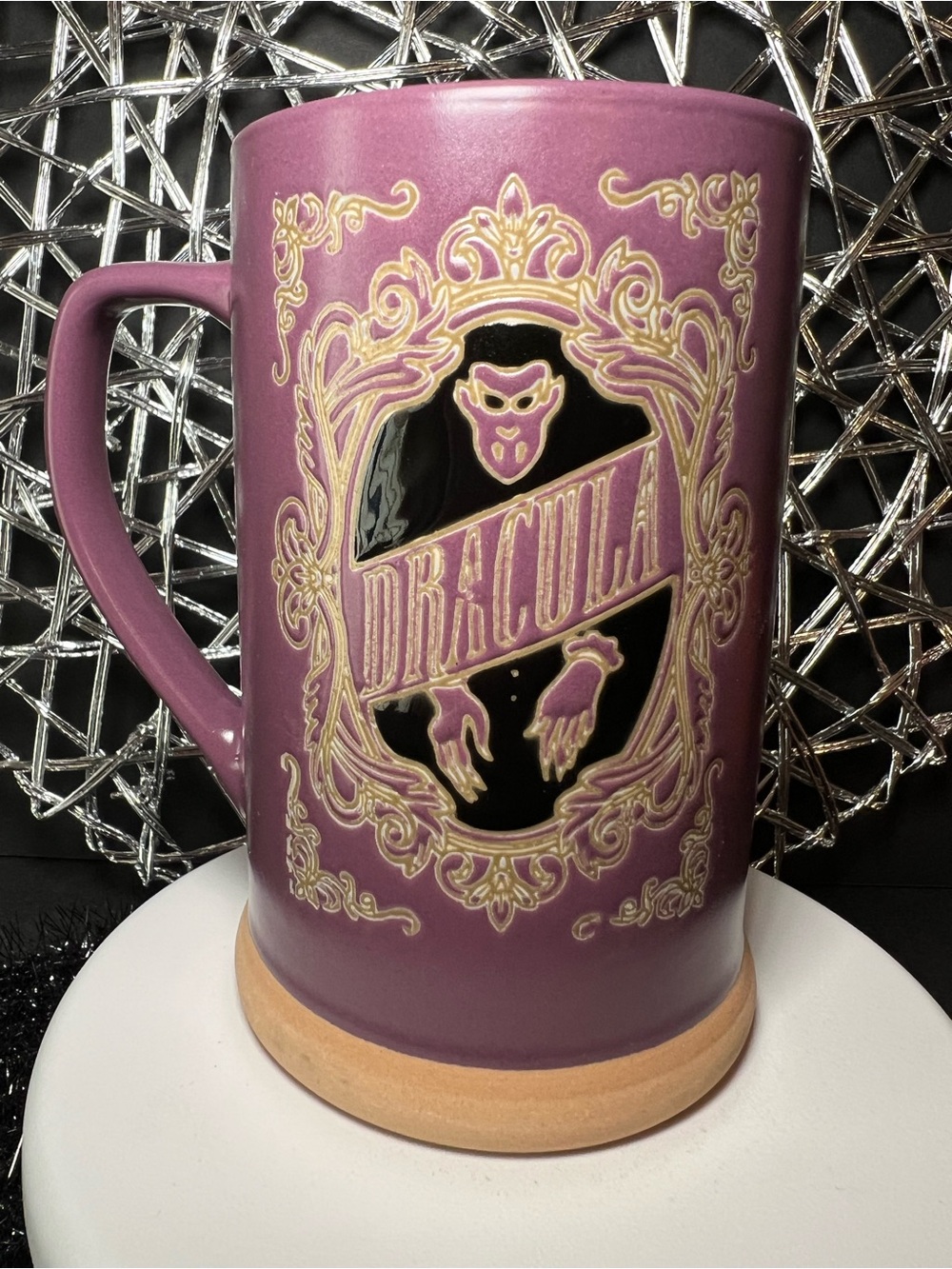 Halloween Dracula Purple Tall Ceramic Mug Gallery of Ghostly Reader Library Book